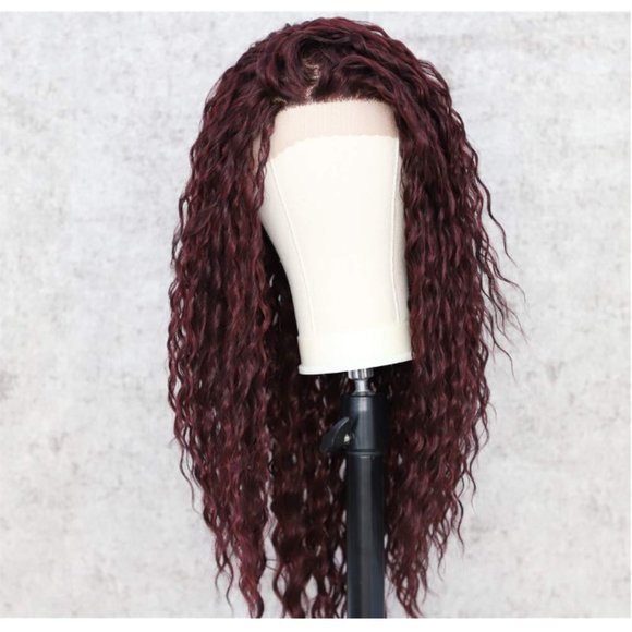 Burgundy Beach Wave Lace Front Wig 24\